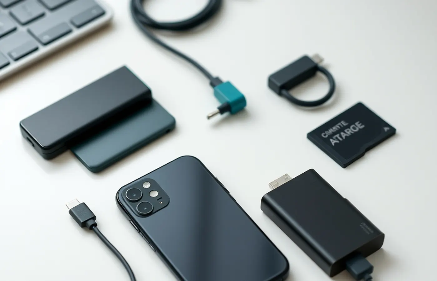 Accessoires de smartphone sur un bureau